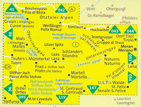immagine di mappa topografica mappa topografica n.670 - Val Venosta / Vinschgau - set di 3 mappe escursionistiche, compatibili con sistemi GPS - nuova edizione