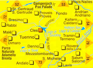 immagine di mappa topografica mappa topografica n.95 - Valle di Non / Nonstal, Parco Naturale Adamello Brenta, Tuenno, Cles, Fondo, Salorno, Caldaro