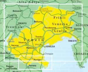 immagine di mappa stradale regionale mappa stradale regionale Veneto, Friuli Venezia Giulia - mappa plastificata