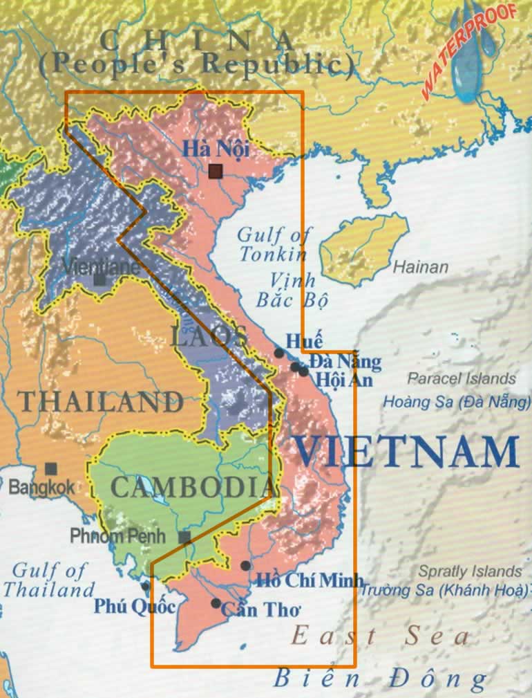 immagine di mappa stradale mappa stradale Vietnam - mappa stradale plastificata - con mappe in dettaglio di Hanoi / Hà Noi, Ho Chí Minh, Da Nang, Huè City, Haiphong, Hoi An, Can Tho, Phu Quoc - nuova edizione