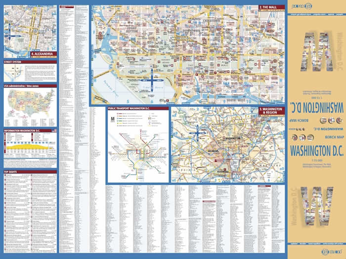immagine di mappa di città mappa di città Washington DC - con Washington Downtown, The Mall, Alexandria e dintorni - mappa della città plastificata, impermeabile, scrivibile e anti-strappo - dettagliata e facile da leggere, con trasporti pubblici, attrazioni e luoghi di interesse - nuova edizione