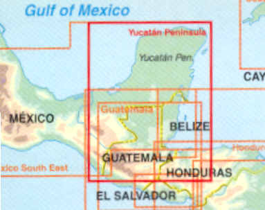 immagine di mappa stradale mappa stradale Yucatan Peninsula, Mexico South East - Messico Sud Est
