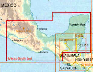immagine di mappa stradale mappa stradale Yucatan Peninsula, Mexico South East / Messico Sud Est