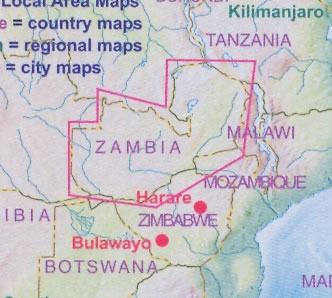 immagine di mappa stradale mappa stradale Zambia - con Lusaka, Livingstone