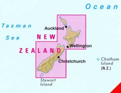 immagine di mappa stradale mappa stradale New Zealand / Nuova Zelanda - con Auckland, Wellington, Christchurch, Dunedin