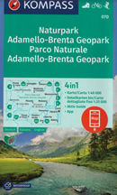 mappa topografica n.070 - Adamello-Brenta - Ponte di Legno, Presanella, Vermiglio, Madonna di Campiglio, Mezzolombardo, Lavis, Trento, Vezzano, Molveno, Tione di Trento - con sentieri CAI, percorsi MTB, vie ferrate, parchi e riserve naturali - mappa plastificata, compatibile con GPS - nuova edizione