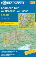 mappa n.077 Adamello Sud, Val Rendena, Daone, M.Fumo, Pinzolo, Strembo, V. di Borzago, Roncone, Valli Giudicarie, M. Carè Alto, Saviore, Spiazzo, Corno Miller, Caderzone Terme, Tione Trento con reticolo UTM compatibile sistemi GPS