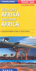 mappa stradale Africa meridionale - con Cape Town, Johannesburg, Maputo, Lusaka, Windhoek, Harare, Gaborone, Lubango, Luanda, Kinshasa, Brazzaville, Kigali, Nairobi, Dodoma, Antananarivo, Comore e Seychelles