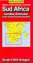mappa stradale Sud Africa, Namibia, Botswana, Lesotho, Swaziland, Zimbabwe, Mozambico - edizione 2013
