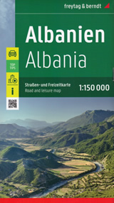 mappa stradale Albania - con Tirana, Durazzo, Scutari, Elbasan, Coriza, Valona, Fier - mappa stradale con luoghi panoramici, spiagge, parchi e riserve naturali - EDIZIONE Settembre 2023