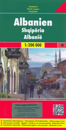 mappa stradale Albania - Tirana, Durazzo, Scutari, Elbasan, Coriza, Valona, Fier - mappa stradale con luoghi panoramici, parchi e riserve naturali - edizione 2013