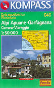 mappa topografica 646 - Alpi Apuane, Garfagnana, Carrara, Viareggio