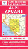 mappa topografica Alpi Apuane, M. Pisanino, M. Sumbra, Massa, Carrara, Marina di Pietrasanta, M. Tambura, P.zo d'Uccello, Pania d. Croce e altre cime - n.101/102 Multigraphic - carta dei sentieri - edizione 2021