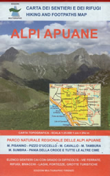 mappa topografica Alpi Apuane - mappa escursionistica n.101/102 - con sentieri CAI - M. Pisanino, M. Sumbra, Massa, Carrara, Marina di Pietrasanta, M. Tambura, P.zo d'Uccello, Pania d. Croce e altre cime - edizione 2023