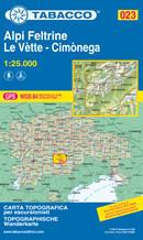 mappa topografica n.023 - Alpi Feltrine, Le Vette, Cimonega - M. Pavione, Pizzocco, Mezzano, Imer, Lamon, Pedavena, Feltre, S. Gregorio, Cesiomaggiore - con reticolo UTM compatibile con sistemi GPS - edizione 2019