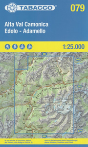 mappa topografica n.079 - Alta Val Camonica, Edolo, Adamello - con Ponte di Legno, Val Grande, Pietra Rossa, Valle delle Messi, Pezzo, Corno dei Tre Signori, Passo Gavia, M. Serottini, Vezza d'Oglio, Vione, Temù, Incudine, Monno, Sonico, Corno Baitone, Garda, Malonno, Cedegolo, Val di Saviore, Val di Fumo, M. Fumo, Cima Cadi, Passo del Mortirolo, Valtellina - impermeabile, antistrappo, plastic-free, eco-friendly - nuova edizione
