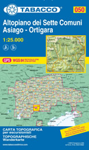 mappa topografica n.050 - Altopiano dei Sette Comuni - con Asiago, Gallio, Roana, Lusiana, Val d' Assa, Enego - con reticolo UTM compatibile con sistemi GPS - EDIZIONE 2024