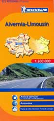 mappa stradale n. 522 - Alvernia-Limousin - con Limoges, Clermont-Ferrand, Tulle, Moulins