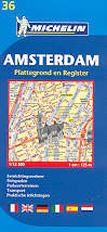 mappa di città n.36 - Amsterdam - mappa della città - col centro storico e la periferia di Amsterdam fino all'aeroporto di Schiphol, con linee e fermate della metropolitana