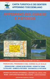 mappa Appennino Bolognese e Pistoiese n.21 con sentieri CAI Parco del Corno Scale, Porretta Terme, Lizzano, S. Marcello, Sambuca 2023