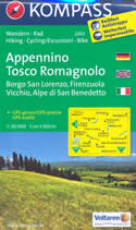 mappa topografica n.2453 - Appennino Tosco Romagnolo, Mugello, Borgo San Lorenzo, Firenzuola, Vicchio, Alpe di San Benedetto, Castagno, Passo Raticosa, Lago di Bilancino, Marradi, Vaglia - mappa plastificata, compatibile con sistemi GPS - nuova edizione