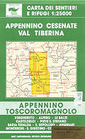 mappa topografica 34/36 - Appennino Toscoromagnolo - Appennino Cesenate, Val Tiberina, Monterchi, Sansepolcro, Anghiari, Verghereto, Monte Fumaiolo, Casteldelci, Pieve S. Stefano, Badia Tedalda, S. Giustino, Città di Castello, Alfero, Le Balze