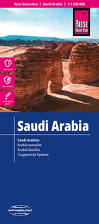 mappa Arabia Saudita / Saudi con Riad, La Mecca, Gedda, Qatif stradale impermeabile e antistrappo 2023