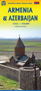 mappa Armenia e Azerbaijan con Yerevan Baku stradale 2025