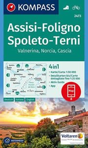 mappa topografica n.2473 - Assisi, Foligno, Spoleto, Terni, Valnerina, Norcia, Cascia, Colfiorito, Montefalco, Spoleto, Cerreto, Arrone, M. Aspra, Trevi, Castel Ritaldi, Muccia, Bastia Umbra, Parco Fluviale del Nera, Leonessa, Arrone - mappa plastificata - compatibile con GPS - Edizione 2024
