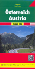 mappa stradale Austria / Österreich, Slovenia e Italia Nord-Est (con Bolzano, Trento, Udine, Trieste, Venezia) - con Vienna, St. Pölten, Linz/Lienz, Salisburgo (Salzburg), Innsbruck, Bregenz, Klagenfurt, Graz, Eisenstadt, Wels, Villaco (Villach) - con percorsi panoramici, parchi e riserve naturali - edizione 2019