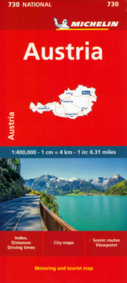 mappa Austria stradale Michelin n.730 con Vienna, Innsbruck, Salisburgo, Linz, Graz