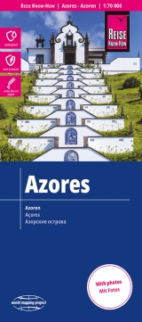 mappa Azzorre e stradale, impermeabile antistrappo con spiagge, sentieri luoghi panoramici Corvo, Flores, Graciosa, Terceira, Sao Jorge, Faial, Pico, Miguel, Santa Maria 2024