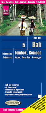 mappa stradale Bali, Lombok, Komodo - con Denpasar, Nusa Penida, Mataram, Praya, Selong - mappa impermeabile e antistrappo - nuova edizione