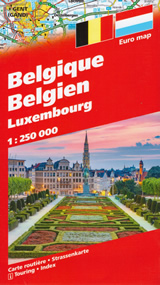 mappa Belgio, Lussemburgo stradale con Bruxelles, Gent, Brugge, Antwerpen, Liege, Charleroi, Mons, Luxembourg 2023