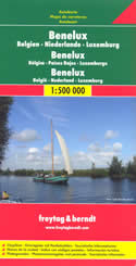 mappa stradale Benelux - Belgio, Paesi Bassi, Lussemburgo