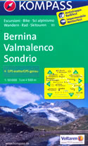 mappa topografica n.93 - Bernina, Valmalenco, Sondrio, St. Moritz, Valtellina, Silvaplana, Poschiavo, Brusio, Teglio, Parco delle Orobie Valtellinesi - mappa plastificata, compatibile con GPS - edizione 2017