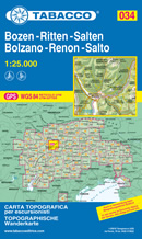 mappa topografica n.034 - Bolzano, Renon, Salto / Bozen, Ritten, Salten - con reticolo UTM compatibile con sistemi GPS - edizione 2021