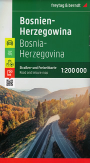 mappa stradale Bosnia ed Erzegovina / Bosnia-Herzegovina - con Saraievo, Banja Luka, Tuzla, Mostar, Zenica, Travnik, Bihać, Srebenica, Doboj, Bijeljina, Živinice - mappa stradale - edizione 2023