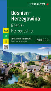 mappa Bosnia ed Erzegovina / Herzegovina con Saraievo, Banja Luka, Tuzla, Mostar, Zenica, Travnik, Bihać, Srebenica, Doboj, Bijeljina, Živinice stradale 2023