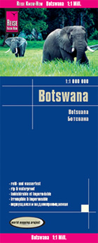 mappa stradale Botswana - con Gaborone, Francistown, Molepolole, Serowe - mappa stradale, impermeabile e antistrappo - con luoghi panoramici, parchi e riserve naturali - nuova edizione