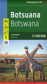 mappa stradale Botswana - Gaborone, Francistown, Selebi-Phikwe, Maun, Serowe, Kanye, Mahalapye, Lobatse, Tshabong, Kasane, Mamuno, Ghanzi - cartografia con una ricca simbologia stradale facile da consultare + parchi, riserve naturali e luoghi panoramici - EDIZIONE 2024