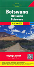 mappa stradale Botswana - Gaborone, Francistown, Selebi-Phikwe, Maun, Serowe, Kanye, Mahalapye, Lobatse, Tshabong, Kasane, Mamuno, Ghanzi - cartografia con una ricca simbologia stradale facile da consultare + parchi, riserve naturali e luoghi panoramici
