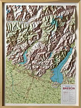 mappa in rilievo Brescia - mappa in rilievo con cornice in legno - 71 x 94 cm