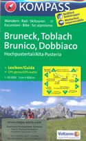 mappa topografica n.57 - Bruneck/Brunico, Toblach/Dobbiaco, Enneberg/Marebbe, Sillian, Sesto/Sexten, Prags/Braies, Abtei/Badia, Cortina d' Ampezzo, Tre Cime di Lavaredo, Auronzo di Cadore - mappa plastificata, compatibile con sistemi GPS