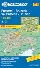mappa topografica n.033 - Brunico / Bruneck, Val Pusteria / Pustertal - con reticolo UTM compatibile con sistemi GPS - nuova edizione