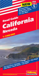 mappa stradale n.5 - California - con San Francisco, Yosemite, Los Angeles, San Diego, Lake Tahoe, Death Valley, Las Vegas, Nevada - con cartografia aggiornata, dettagliata e facile da leggere + guida stradale