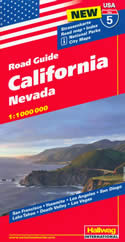 mappa n.5 California con San Francisco, Yosemite, Los Angeles, Diego, Lake Tahoe, Death Valley, Las Vegas, Nevada cartografia aggiornata, dettagliata e facile da leggere