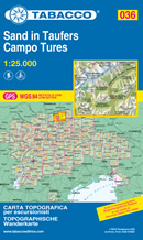 mappa n.036 Campo Tures / Sand in Taufers Valle Aurina, Riobianco, Lutago, C. Dura, Cima di Campo, Gran Pilastro, Lappago con reticolo UTM compatibile sistemi GPS