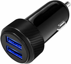 adattatore da viaggio Caricatore USB per Auto con 2 Porte USB, per presa accendisigari, compatibile con iPhone, Samsung, Huawei, tablet - colore Nero