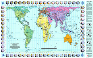 mappa Carta di Peters - Planisfero politico con la proiezione esatta del globo terrestre - carta del mondo di Peters, 130 x 82 cm - EDIZIONE 2022